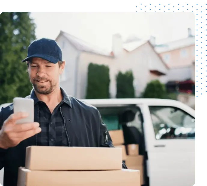 Delivery Worker with Phone