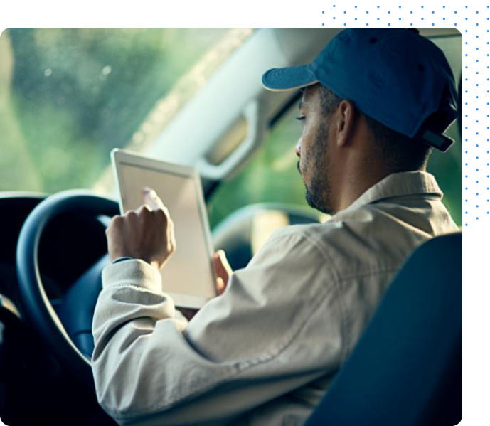 Driver Holding Tablet